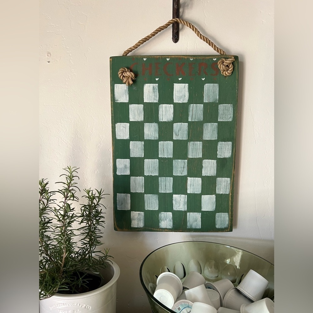 Primitive checkers wood wall painted hanging decor